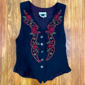 VINTAGE SHELLI SEGAL || PAISLEY EMBROIDERED VEST